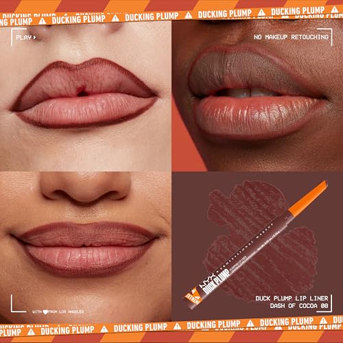 NYX PROFESSIONAL MAKEUP Duck Plump Plumping Lip Liner, Matte Pencil With Up To 10HR Wear, Dash Of Cocoa (Cocoa Brown Lip Liner)
