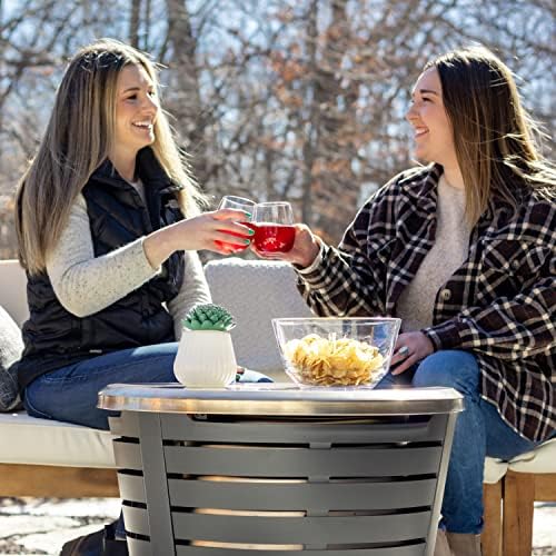 Patio Tabletop Fire Pit Cover – 25.6" Durable 304 Stainless Steel Lid – Weather-Resistant Outdoor Fire Pit Protection – Converts Fire Pit into Table – Patio & Backyard Accessory, Gold
