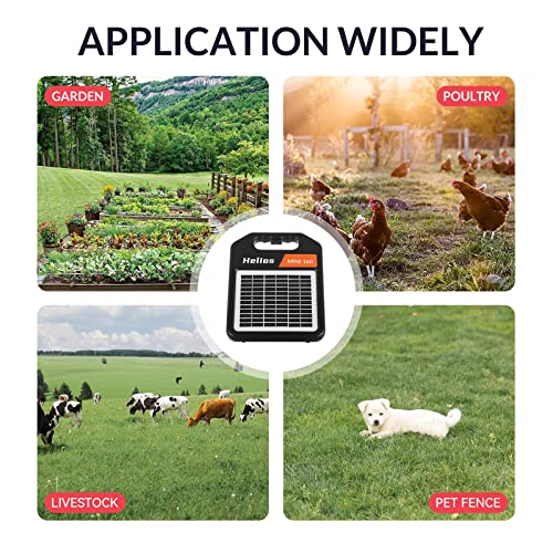 10 Miles Solar Electric Fence Charger with Day/Night Mode, 0.11J Portable Solar Fence Charger with Rechargeable Solar Panel for 24-Hour Uninterrupted Protection Electric Fence Energizer