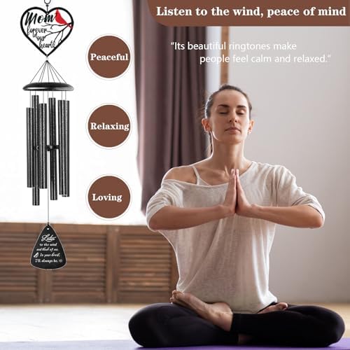 Sympathy Gifts for Loss of Mom, Memorial Wind Chimes for Loss of Mother, Memorial Gifts for Loss of Mother, Condolence Bereavement Gifts in Memory of Loved One, Black