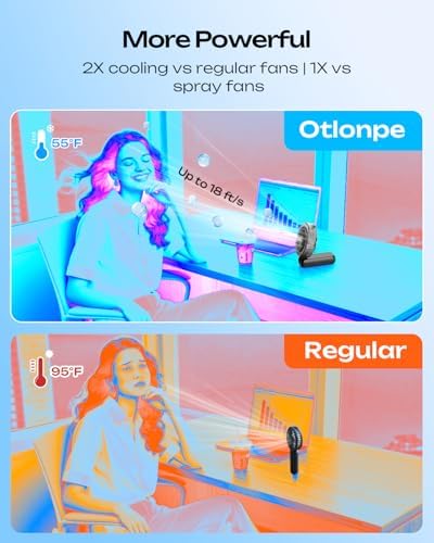 Otlonpe Handheld Misting Fan Portable, Powerful 4 High Speeds Rechargeable Small Hand Held Fan Water Mist, 4000mAh Battery Operated, Foldable, Lanyard, Personal Cooling for Travel Men Women (Black)