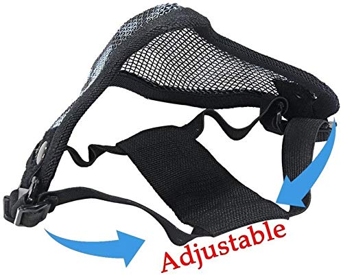 LAOSGE Airsoft Mask,Mesh Half Face Full Black Set with UV 400 Anti Fog Goggles