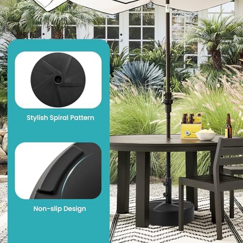 Giantex Outdoor Umbrella Base - 88 lbs Fillable Umbrella Stand with 2 Adjustable Knobs, 3 Adapters, HDPE Weighted Market Umbrella Pole Holder for Patio Poolside Garden Deck Backyard