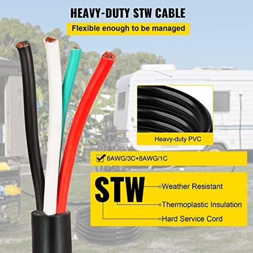 VEVOR 25 FT 50 Amp Generator Extension Cord 6 Gauge STW 6/3+8/1 RV Power Cord N14-50P to Bare Wire, Cut Wire for Trailer Motor Campers Home Generator