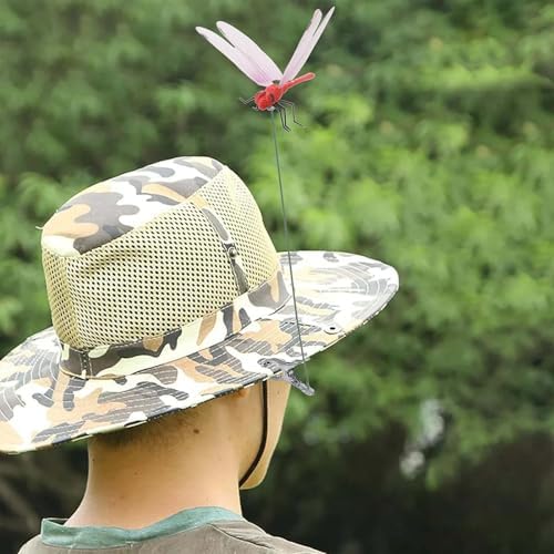 Artificial Dragonfly Pole Clips for Outdoors,Dragonfly Hat Clip,3D Dragonfly Garden Decorative Clips,Horticultural Dragonfly Decoration 12Pcs