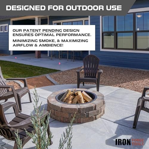 Heavy Duty Metal Permanent Smokeless Fire Pit Ring - 36 inch Outer/30 inch Inner Round Fire Ring Insert Liner for Outdoor - Firepits for Outside (36x30x10) Utility Patent Pending