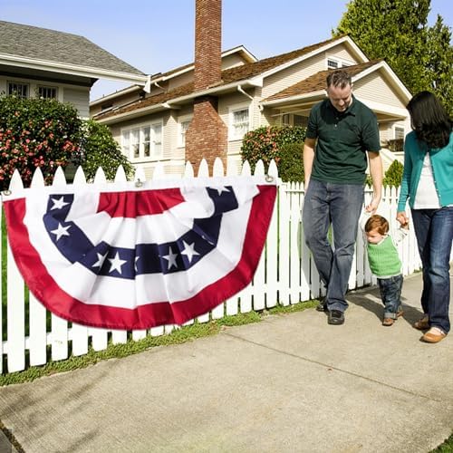 5 Pack 3x6 Feet Large American Flags Patriotic Bunting Stars Stripes 4th of July Pleated Fan USA Flag Banners Red White Blue Decorations for Outdoor Porch,Memorial Day,Independence Day,National Day