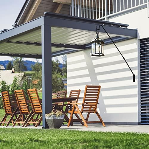 Juegoal Heavy Duty Deck Hook, 25 Inch to 36 Inch Wall Mounted Extended Reach Deck Hook Wall Pole Plant Bracket for Hanging Bird Feeder, Plants, Suet Baskets, Lanterns, Wind Chimes