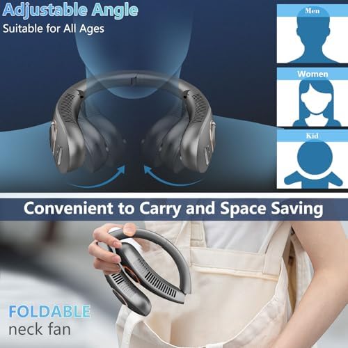 Neck Fan with Mist Spray-Neck Fans that Blow Cold Air,Folding 4000Mah Portable Personal USB Rechargeable Battery Operated Fan with Mister,Cooling Bladeless Travel Misting Fan for Neck Around Black