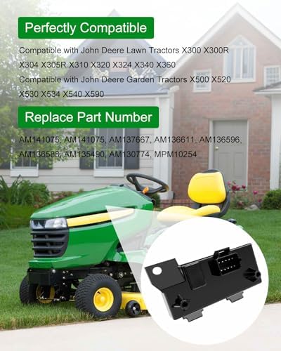 Electronic Control Unit Module Compatible with John Deere X300 X300R X304 X305R X310 X320 X324 X340 X360 X500 X530 X590 Lawn Garden Tractors, Saftey Module Switch Replace AM141075