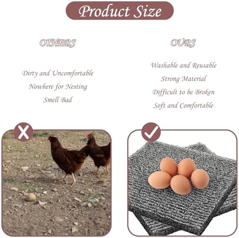 6 Pack Nesting Pads for Chicken Coop 12” x 12” Chicken Nesting Pads Washable Plastic Nesting Box Pads Chicken Coop Accessories for Chicken Hen Box Laying Eggs (Gray)