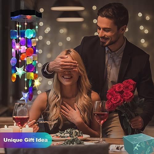 Solar Wind Chimes for Outside, Colorful Shell Gifts for Mom Grandma Women, Waterproof Solar Outdoor Decorative Mobile Lights for Garden, Yard, Patio, Window, Party, Outdoor Decorations