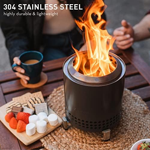 Solo Stove Mesa XL, 7 Inch Tabletop Fire Pit with Stand - Smokeless, Stainless Steel Fire Pit for Camping, Outdoor & Patio- Wood Burning or Pellet Fueled Portable Bonfire, 2.3lbs, Water