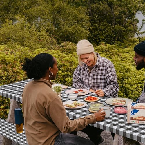 Picnic Table Covers with Bench Covers Set Elastic Fitted Tablecloth 6 FT for Outdoor Camping 3 piece (Black and White )