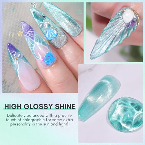 Makartt Cat Eye Gel Nail Polish - Black Hole Holographic Sparkly Gel with Magnet Stick, UV LED Soak Off for Nail Art Designs, Neutral Territory