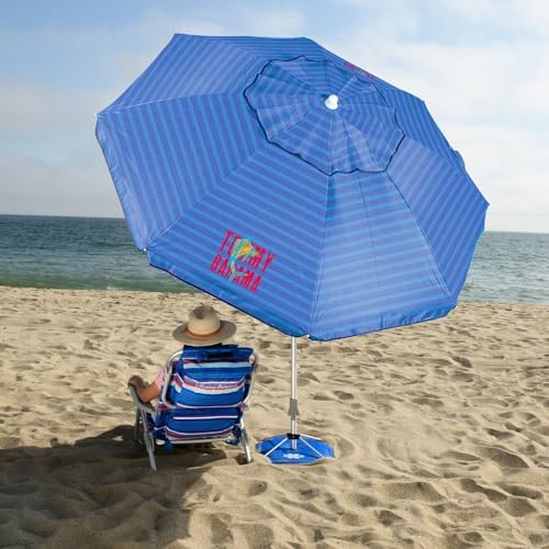 T0MMY BAHAMA 8 ft Beach Umbrella with wind vent and sand anchor
