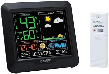 La Crosse Technology Color Forecast Station - Large Display, Temperature/Humidity Alerts, Seasonal Scenes - Indoor/Outdoor Monitoring, HI/LO Records, Barometric Pressure - Atomic Time, DST Updates