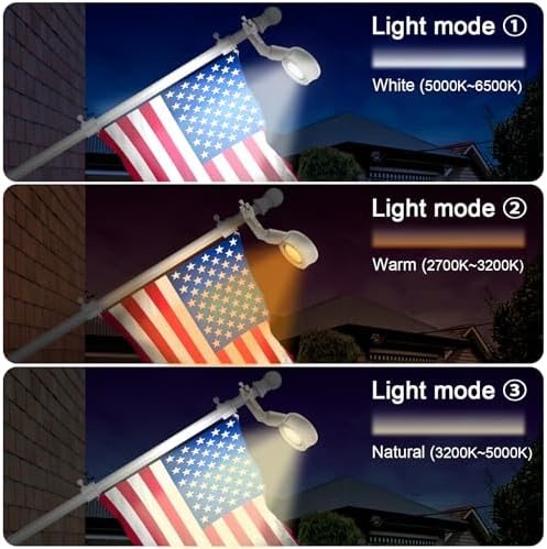 Solar Flag Pole Light, Bright White 6000k Flagpole Light Upgrade Solar Powered for Fits 0.8-1.2" Flag Pole,Tri-Color Solar flagpole Lights,Outside House Garden Yard American Flags Decor (White)