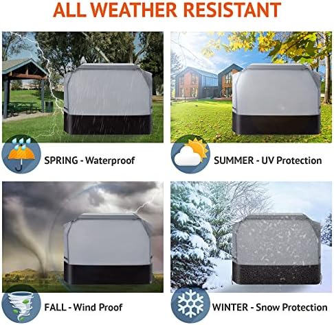 Heavy Duty Grill Cover 76 Inch, 600D Oxford Water Resistant UV & Fade Resistant BBQ Cover for Weber Char-Broil Dyna Glo Nexgrill Charcoal Gas Grill (76”W x 28”D x 46”H, Gray/Black)