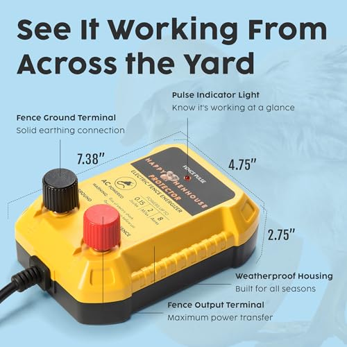 Electric Fence Charger - Powerful 110V AC Plug-in Fence Energizer for Chickens, Small Farms & Gardens - Easy Setup Predator Protection for Safer Free-Ranging