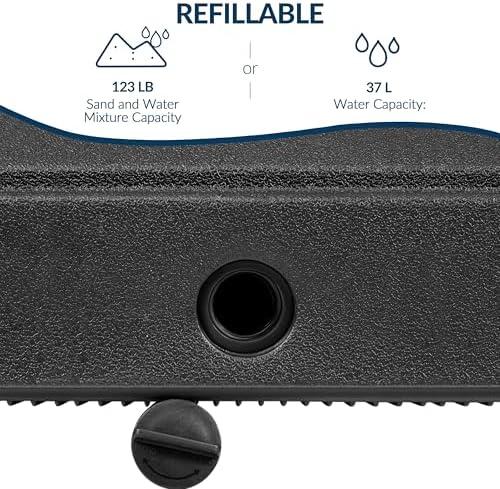 Yaheetech Fillable Mobile Umbrella Base, Heavy Duty Patio Umbrella Pole Holder for Outdoor 4 Wheels, 2 Locks 2 Knobs 123lb Capacity for Deck, Poolside, Garden, Black