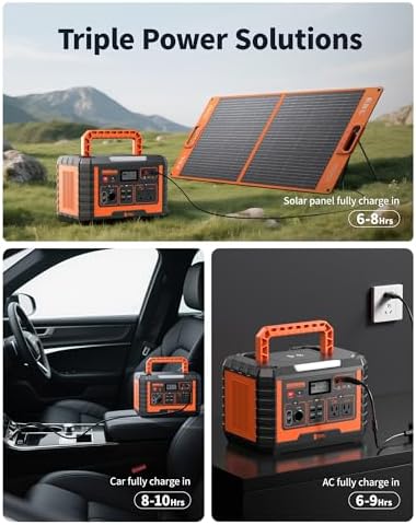 EBL 1000W Portable Power Station, 999Wh Solar Generator (2000W Peak), AC/Wireless Charging/60W USB-C Output, Lithium Battery for Emergency, Home Backup, Camping, RV, Off-Grid Living