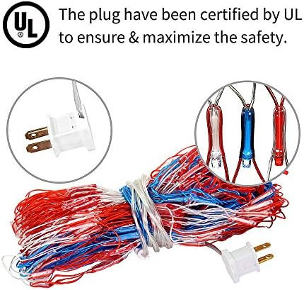 XTF2015 Led Flag Net Lights of The United States, Waterproof American Flag String Light for Christmas, Festival, Holiday, Independence Day, Memorial Day, Decoration, Garden, Yard, Indoor and Outdoor