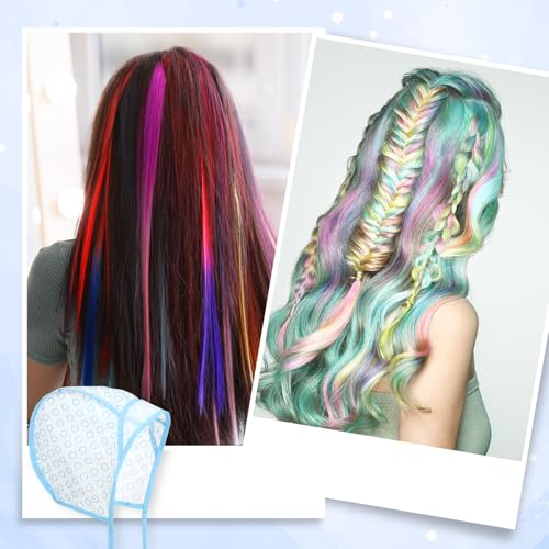 6 PCS Highlights Hair Color Kit, With 2 Coloring Caps, 2 Spatula With Crochet Hook, 2 Dye Brush, Hair Highlighting Kit Styling Tools for Salon & DIY Dyeing