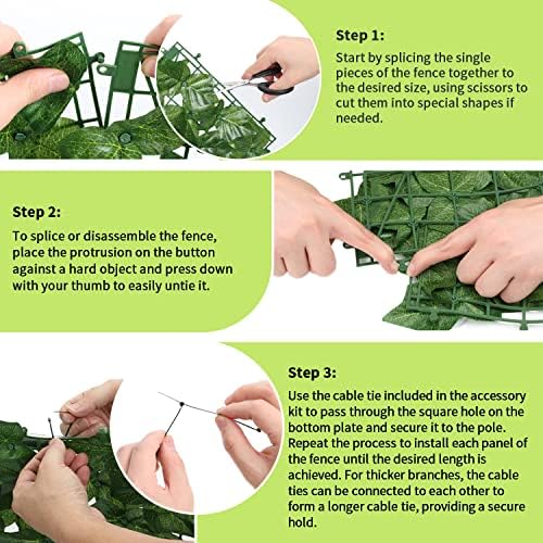 Artificial Ivy Privacy Fence Screen, 120x40 Inch Artificial Faux Ivy Hedge, Expandable Faux Privacy Fence with 80 pcs Zip Ties Decoration for Outdoor Garden, Color Printing Watermelon Leaves
