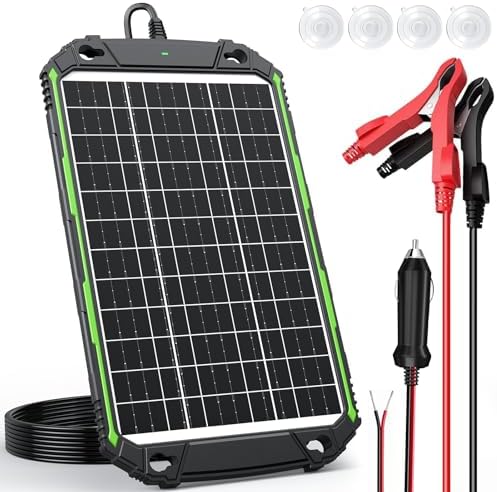15W 12V Solar Battery Charger Maintainer PRO, Built-in Smart MPPT Charge Controller, Waterproof 12 Volt Solar Panel Trickle Charging Kits for Car Auto Boat RV Marine Trailer Camper