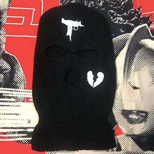 FASHIXD 3 Hole UZI Balaclava Knitted Full Face Cover Ski Mask Winter Windproof Neck Warmer Thermal Cycling for Men Women (Black)