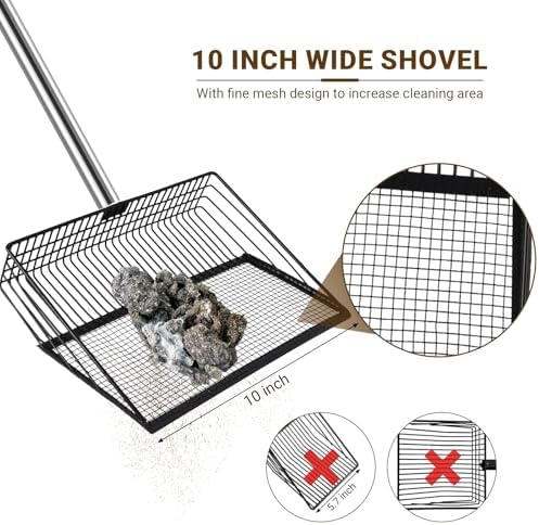 2pcs adjustable heavy 10 inch wide shovel area of chicken scooper for poop(36.6-61.8"long)and 11 tooth chicken coop rake(36.7-73"long). Suit for cleaning chicken coops, racecourses, and sheep pens