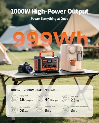 EBL 1000W Portable Power Station, 999Wh Solar Generator (2000W Peak), AC/Wireless Charging/60W USB-C Output, Lithium Battery for Emergency, Home Backup, Camping, RV, Off-Grid Living