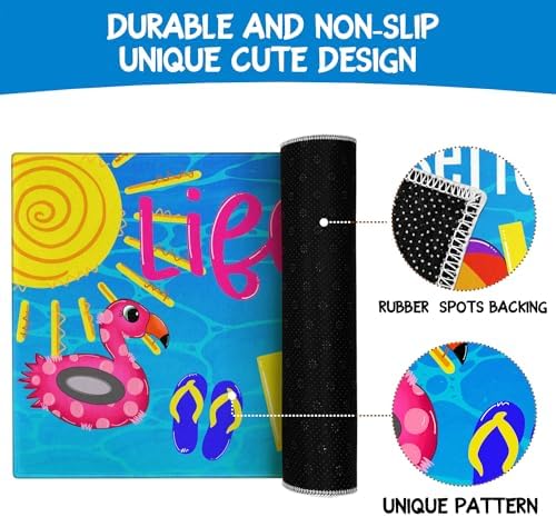 Summer Door Mat,Life is Better at The Pool Indoor Outdoor Non-Slip Doormat,Entryway Front Porch Farmhouse Summer Welcome Door Mat Colorful for Entrance Decor,30" x 17"