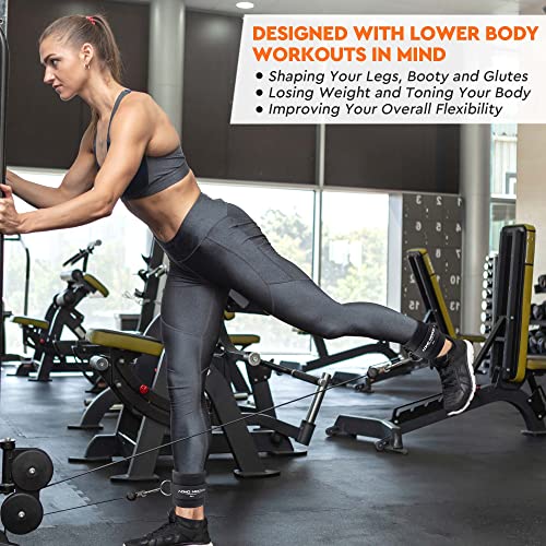AOHO MOOON (Pair) Comfortable Adjustable Ankle Straps for Cable Machines Women, Gym Workout Leg Straps, Ankle Cuffs for Glute Workouts, Foot Straps for Kickback, One Size Fit All with D Ring