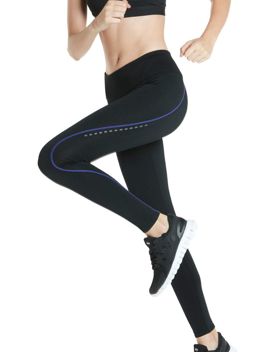 TSLA Women's Thermal Running Tights, High Waist Warm Fleece Lined Leggings, Winter Workout Yoga Pants with Pockets, Rear Zip Pocket Black & Purple, Small