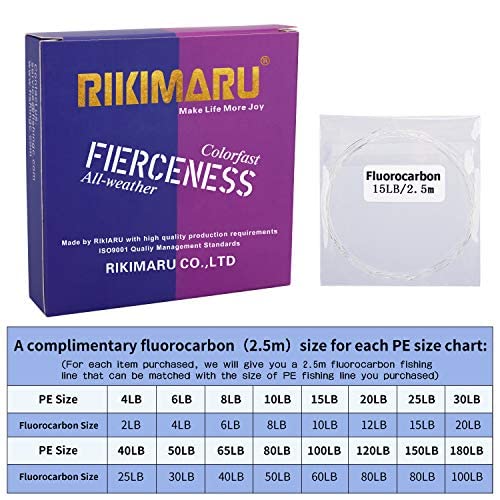 RIKIMARU Braided Fishing Line Abrasion Resistant Superline Zero Stretch&Low Memory Extra Thin Diameter Multicolor 327Yds, 10LB