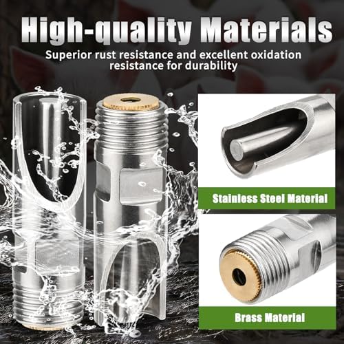 Pig Nipple Waterer, 5 Pcs Stainless Steel Automatic Hog Drinker Feeder Kit for Barrel with Brass Water Tank Connector Bulkhead Fitting for Hog Piglets Goat Waterering System