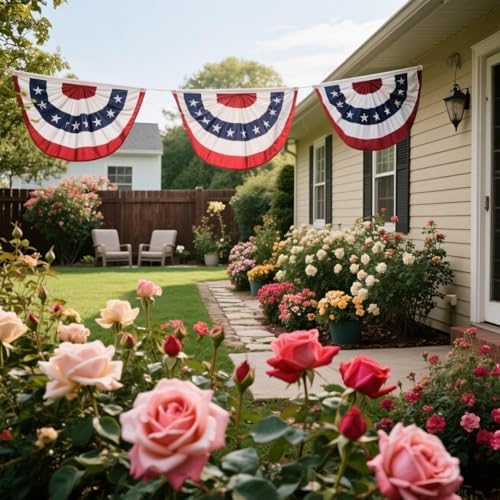 American Bunting Flags 3x6 Ft, 4 Packs American Pleated Fan Flag, Usa Patriotic Half Fan Banner Flag, For 4th Of July Decorations Day