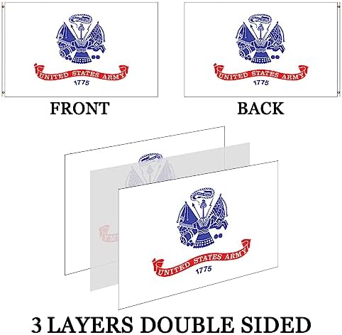 Embroidered US Army Flag 3x5-3Ply Heavy Duty 300D Nylon(All Weather)- US Army Flags 3x5 Outdoor Double Sided- 2 Brass Grommets & 4 Rows Stitched