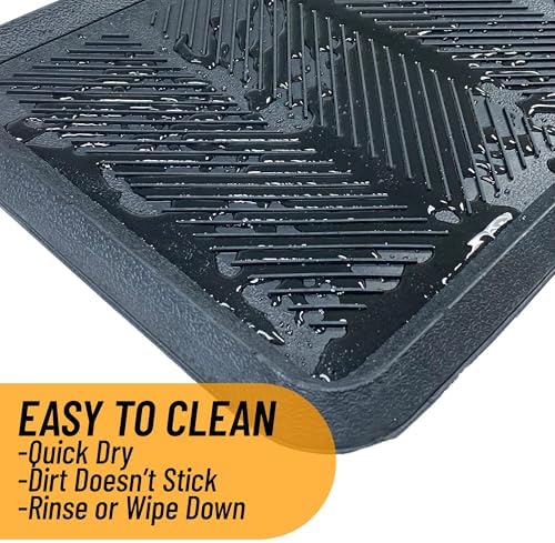Indoor/Outdoor Hose-Wash Lines Design Non-Slip Rubber 16" x 32" Modern Entryway Mat for Entryway, Patio, Backyard, Garage, 16" x 32", Black