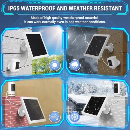 2 Pack - Solar Panel for Ring Security Camera Spotlight Cam Plus/Pro(Battery) Stick Up Cam/Pro Wireless Outdoor with 10FT/3M Long Cable Dustproof Waterproof