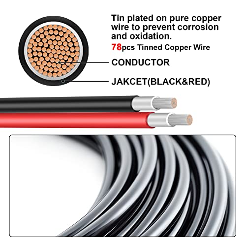 20FT 10AWG Solar Panel Extension Cable with Female and Male Connectors, Solar Cable for Solar Panels, Charge Controllers and Solar Generator (10AWG, 20FT)