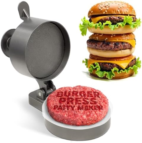Shop Square Burger Press Patty Maker – Adjustable Thickness (1/4 lb to 3/4 lb) with Ejector – Non-Stick, for Burgers, Crab Cakes & Sausage – Includes Patty Paper