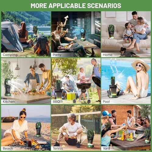 Portable Misting Fan with Remote & 30000mAh Rechargeable Misting Fans for Outside Patios Camping Beach & Workshops Mist Fan Portable for Outdoor/Indoor 2L Built-in Water Tank RGB 4 Speeds & Spray