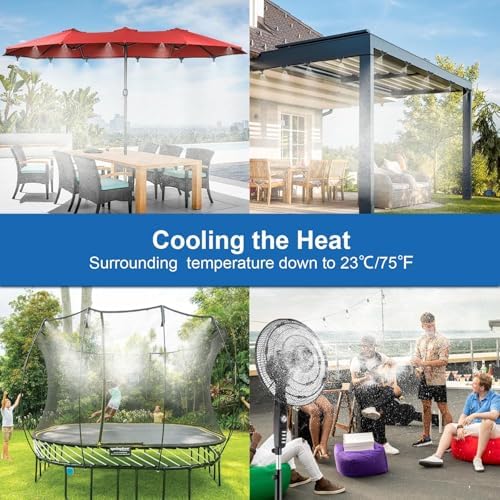 Misters for Outside Patio,Outdoor Water Misting Cooling System,100FT|30M.Backyard Mist Kit for Garden,Greenhouse,Fan,Deck,Umbrella,Canopy,Pool,Porch.Trampoline Sprinkler Park,BBQ Party Accessories
