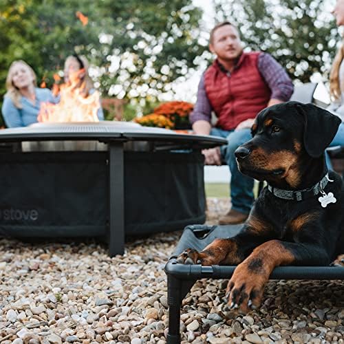 Solo Stove 52.6 Inch Fire Pit Surround Tabletop - Portable Protective Barrier for Wood Burning Fire Pits for Safety & Extra Space - Powder-Coated Steel and UV-Resistant Outdoor Fabric, Black