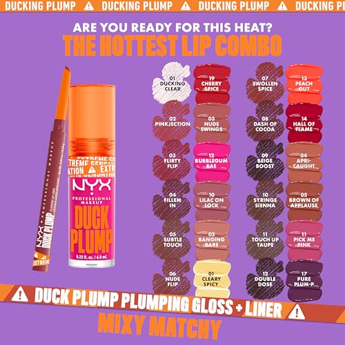 NYX PROFESSIONAL MAKEUP Duck Plump Plumping Lip Liner, Matte Pencil With Up To 10HR Wear, Dash Of Cocoa (Cocoa Brown Lip Liner)