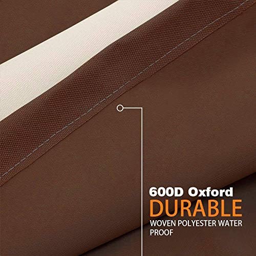 Vailge Rectangular Coffee Table Cover - Outdoor Lawn Patio Furniture Covers with Padded Handles and Durable Hem Cord - Heavy Duty and Waterproof,Fits Large Rectangular Coffee Table (Beige & Brown)
