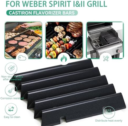 Spirit II E310 67046 7636 Flavorizer Bars for Weber Spirit II & I & GS4 Spirit II E310 E320 S310 S320 Grills with Front Mounted, 15.3 inch Heat Plate Flame Guard for Weber 67046 69797 68843 Parts